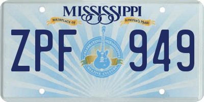 MS license plate ZPF949