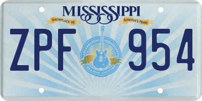 MS license plate ZPF954