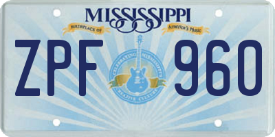 MS license plate ZPF960