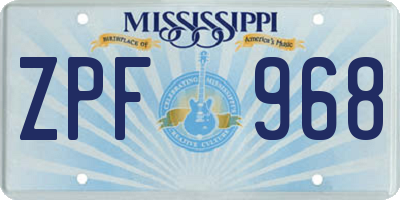 MS license plate ZPF968