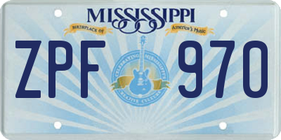 MS license plate ZPF970