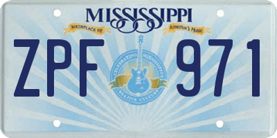 MS license plate ZPF971