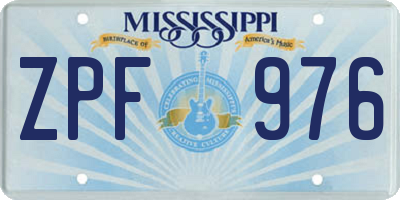 MS license plate ZPF976