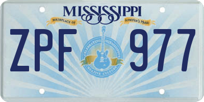 MS license plate ZPF977