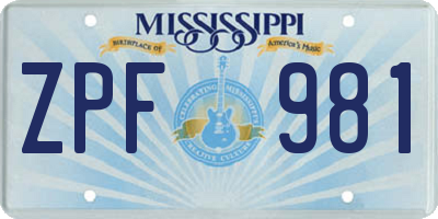 MS license plate ZPF981