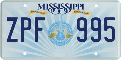 MS license plate ZPF995