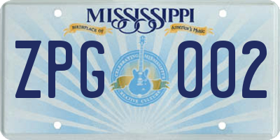 MS license plate ZPG002