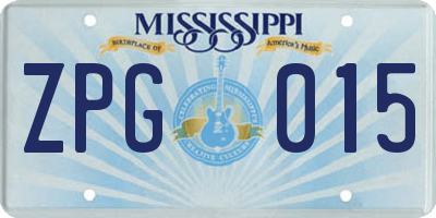 MS license plate ZPG015
