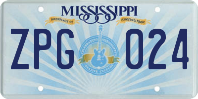 MS license plate ZPG024