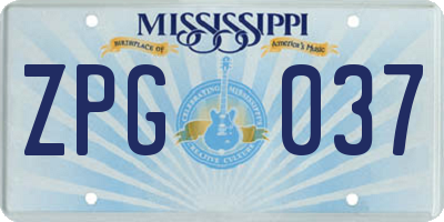 MS license plate ZPG037