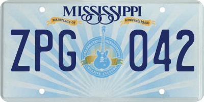 MS license plate ZPG042