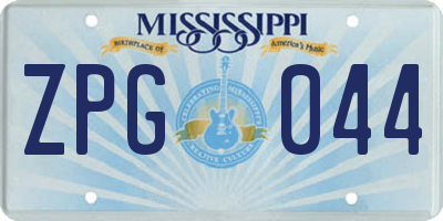 MS license plate ZPG044