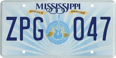 MS license plate ZPG047