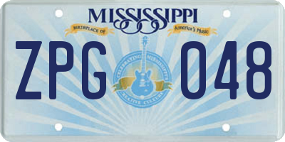 MS license plate ZPG048
