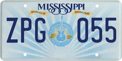 MS license plate ZPG055
