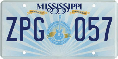 MS license plate ZPG057