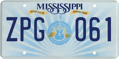 MS license plate ZPG061