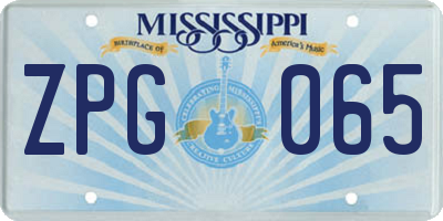 MS license plate ZPG065