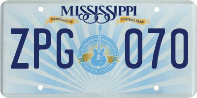MS license plate ZPG070
