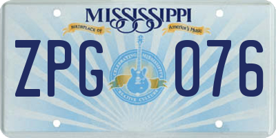 MS license plate ZPG076