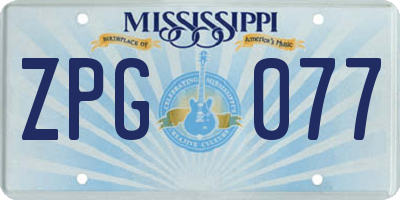 MS license plate ZPG077