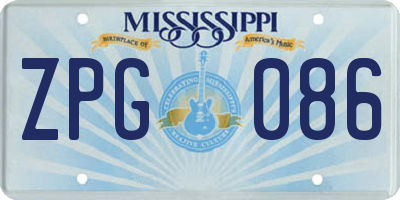 MS license plate ZPG086