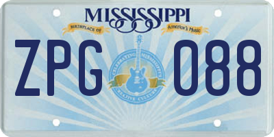 MS license plate ZPG088