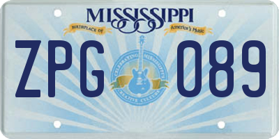 MS license plate ZPG089