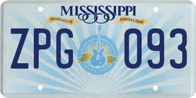 MS license plate ZPG093