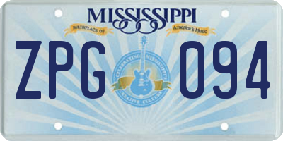MS license plate ZPG094