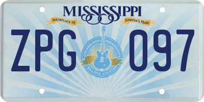 MS license plate ZPG097