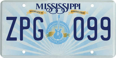 MS license plate ZPG099