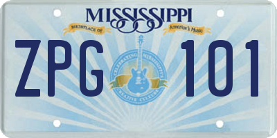 MS license plate ZPG101
