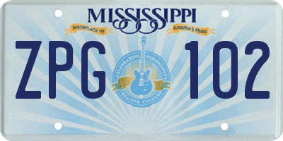 MS license plate ZPG102