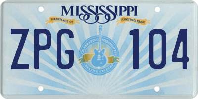 MS license plate ZPG104