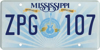 MS license plate ZPG107