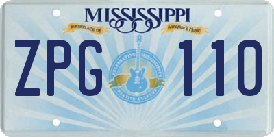 MS license plate ZPG110