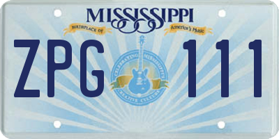 MS license plate ZPG111