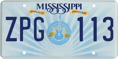 MS license plate ZPG113