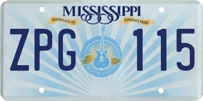 MS license plate ZPG115