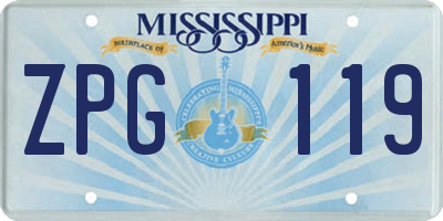MS license plate ZPG119