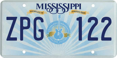 MS license plate ZPG122