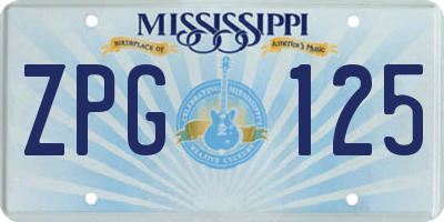MS license plate ZPG125