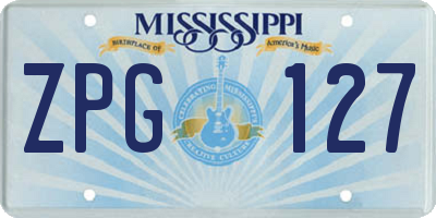 MS license plate ZPG127