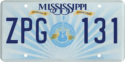MS license plate ZPG131