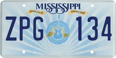 MS license plate ZPG134