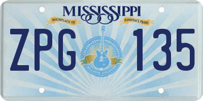 MS license plate ZPG135