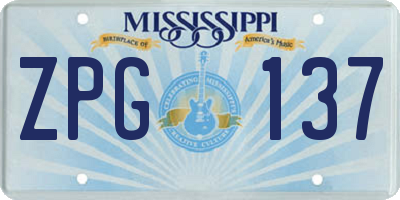 MS license plate ZPG137
