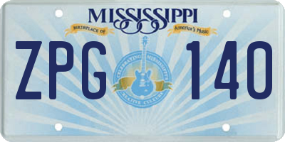 MS license plate ZPG140