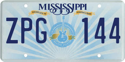 MS license plate ZPG144